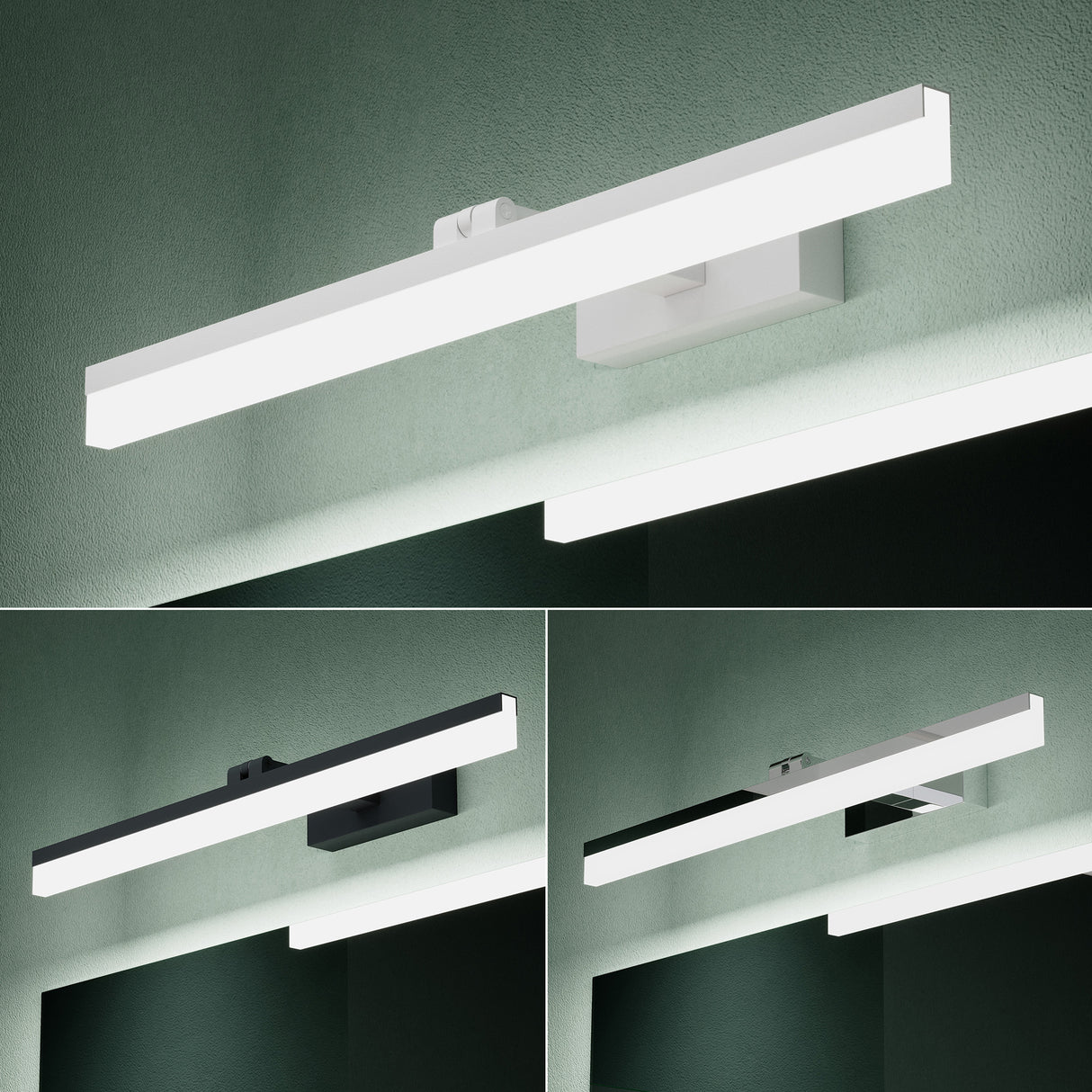 glasvilla Spiegelleuchte 40cm LED Badlampe | Spiegellampe, 6000K Badezimmer Lampe | 180° Drehbar 9W Luxaris