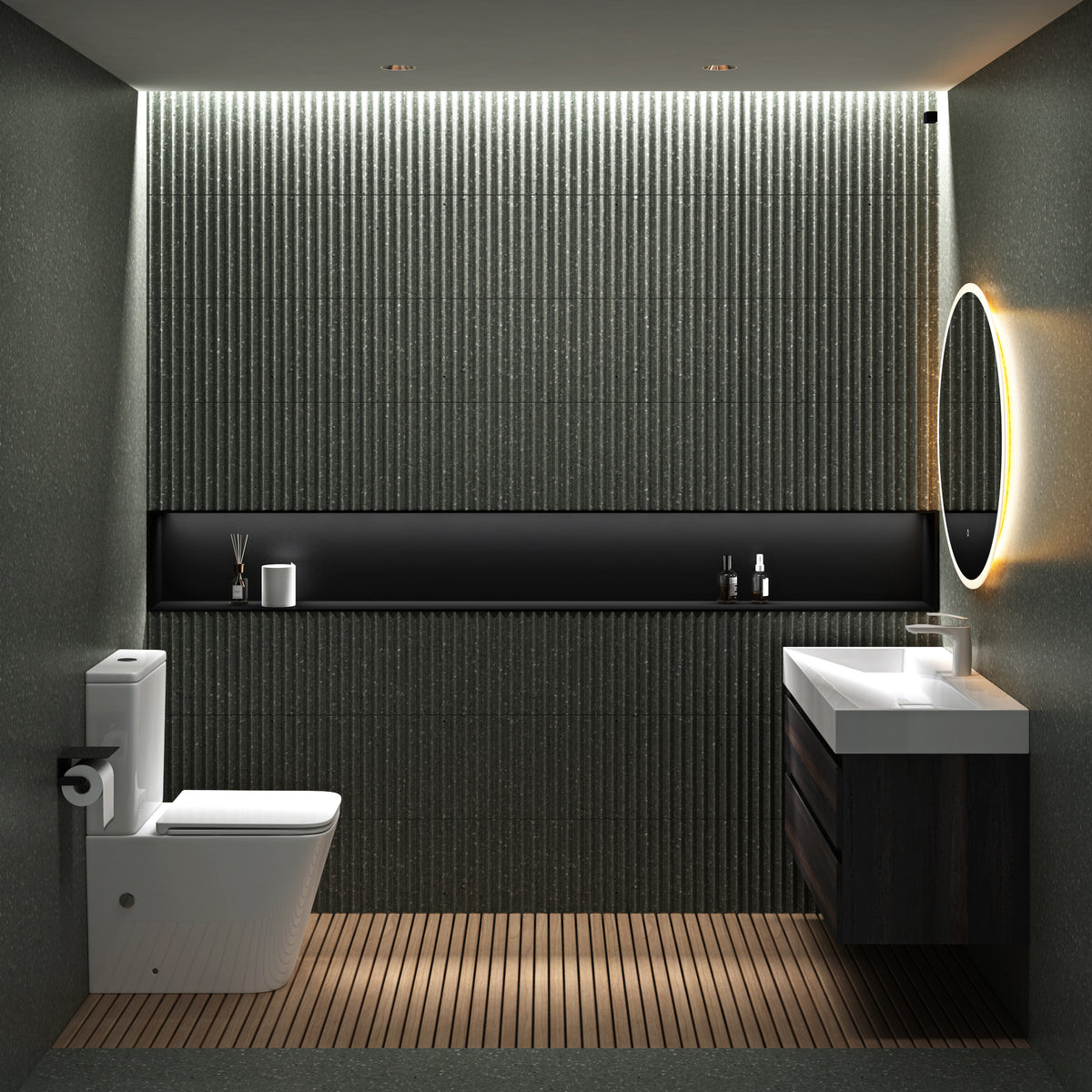 glasvilla Stand WC mit Spülkasten spülrandloses-WC bodenstehende-Toilette aus Keramik, weiß/matt schwarz 36x63x82cm, mit Absenkautomatik inkl. Spülkasten, Stand112T