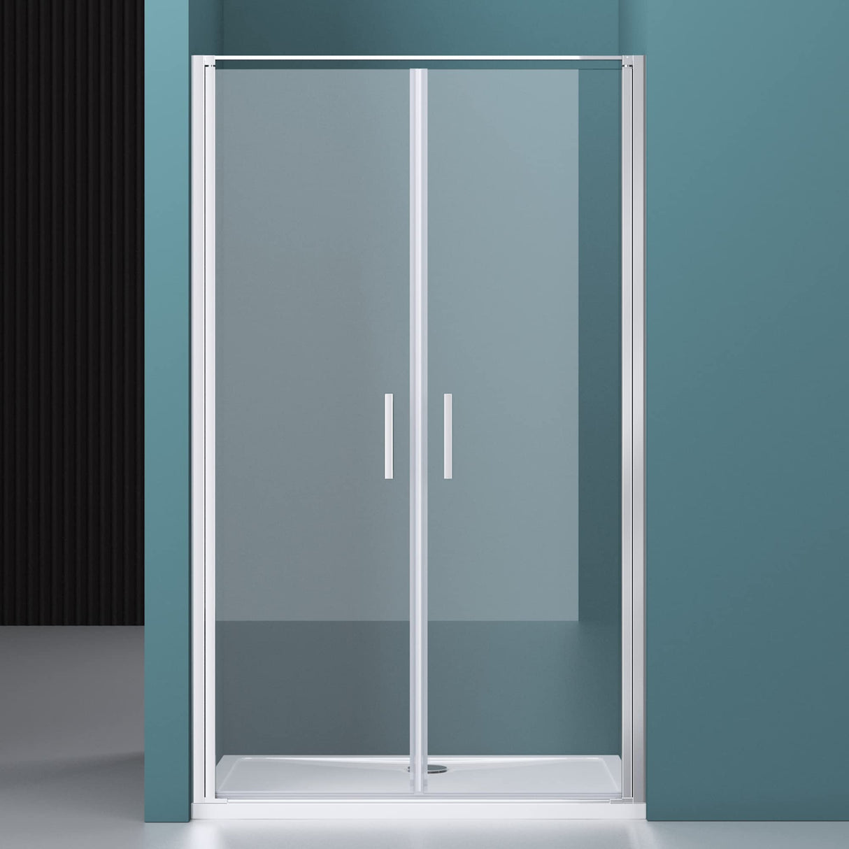 glasvilla Duschtür Nischentür dusche Duschabtrennung Chrom und Schwarz Duschkabine Schwingtür 180° Doppeltür 8mm ESG Nano-Beschichtung Klarglas mit Hebe- und Senkmechanismus Teramo66