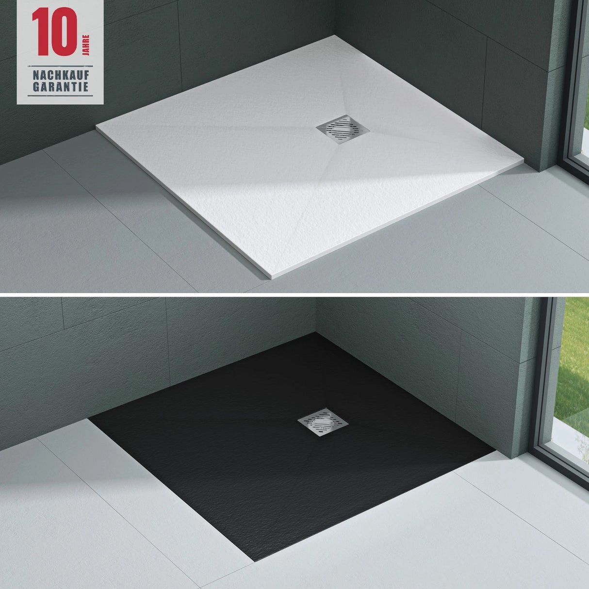 glasvilla Duschwanne Duschtasse aus Mineralguss Mineralgusswan DIN-Anschlüsse Geoma09