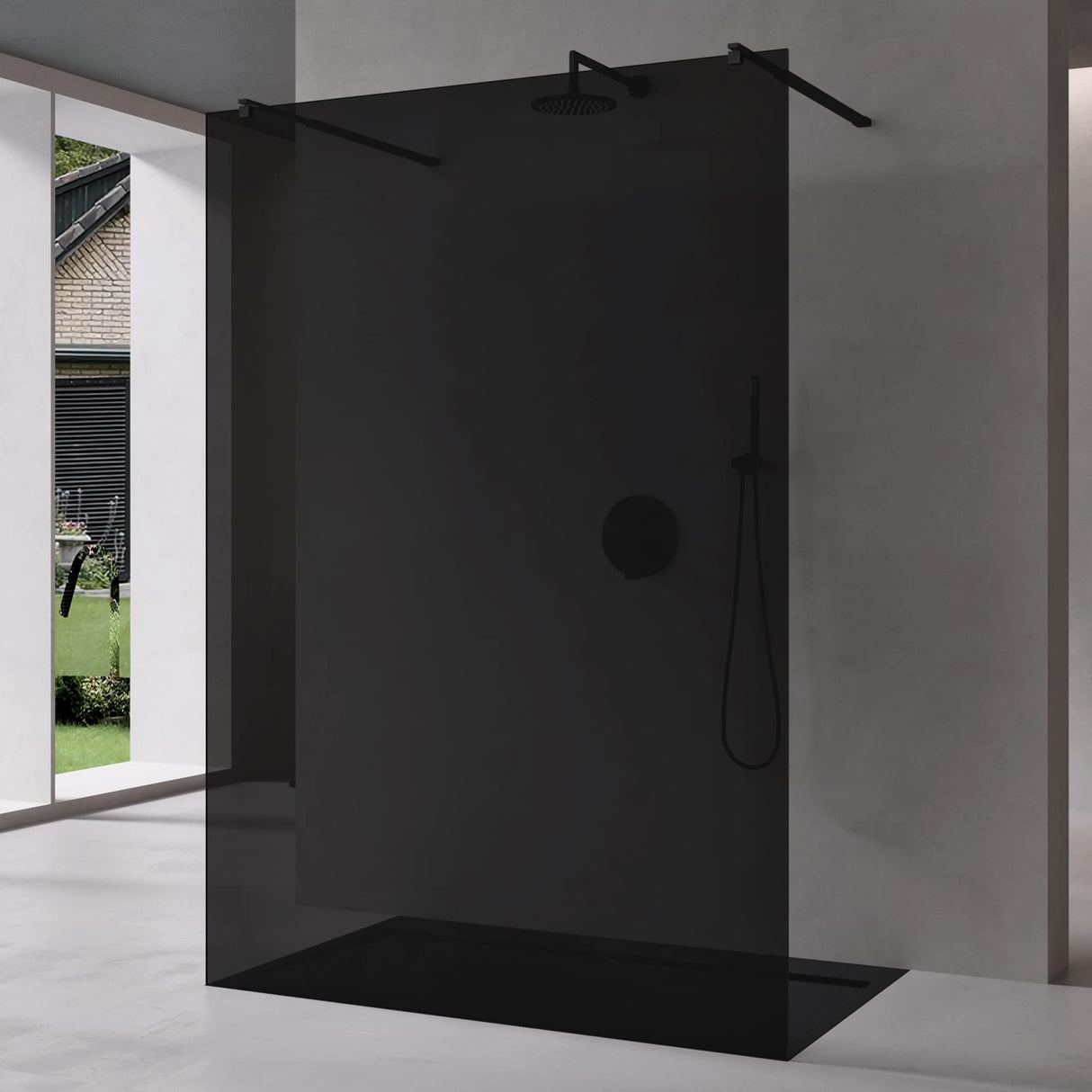 glasvilla Duschwand Duschabtrennung 2 Haltestange für Walk-In Dusche 10mm ESG-Sicherheitsglas mit Nanobeschichtung Rechteckiger Stabilisator Bremen02+2