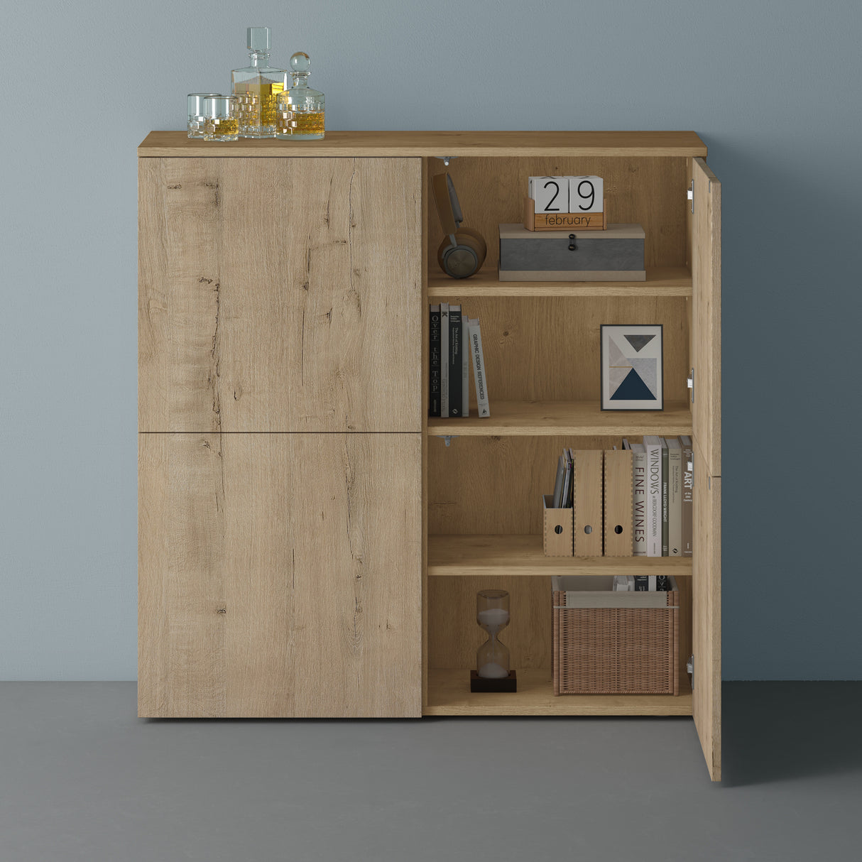 glasvilla Möbel Kommode Aufbewahrungsschrank mit 4 Türen Sideboard Schrank Mehrzweckschrank Schrank04