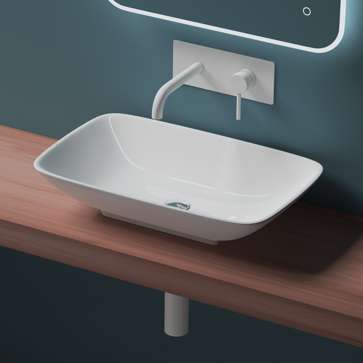 glasvilla Waschbecken Aufsatzwaschbecken,weiß Brüssel159 aus Keramik,mit Nano-Beschichtung