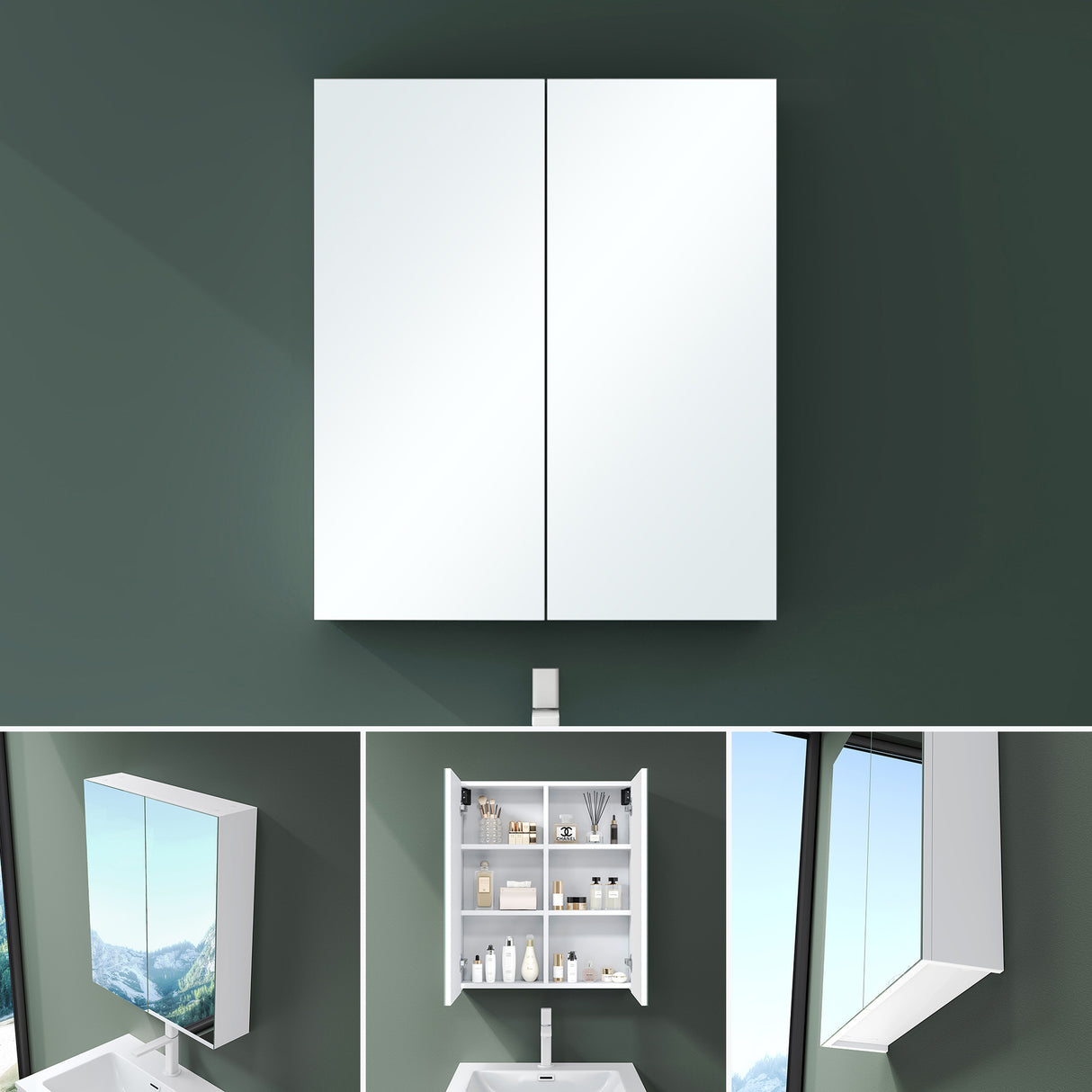 glasvilla Spiegelschrank mit Spielgeltüren Badezimmerschrank Hängeschrank Badezimmerspiegel Spiegelschrank-02