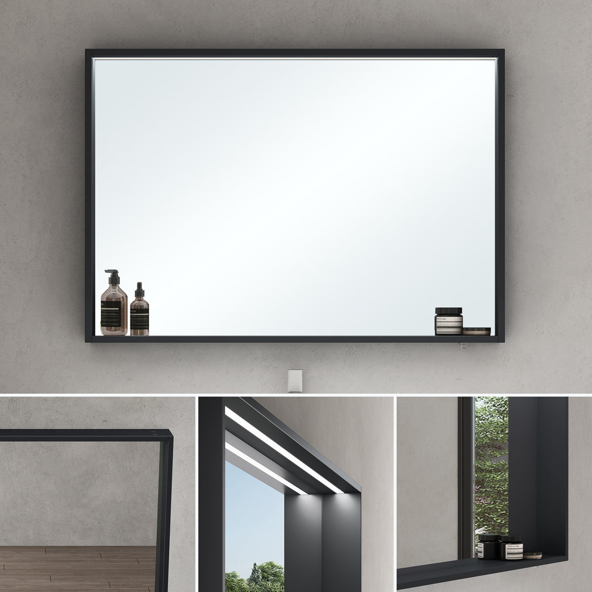 glasvilla Spiegelschrank Bad mit Beleuchtung Badezimmerschrank Hängeschrank Badezimmerspiegel Spiegelschrank-01