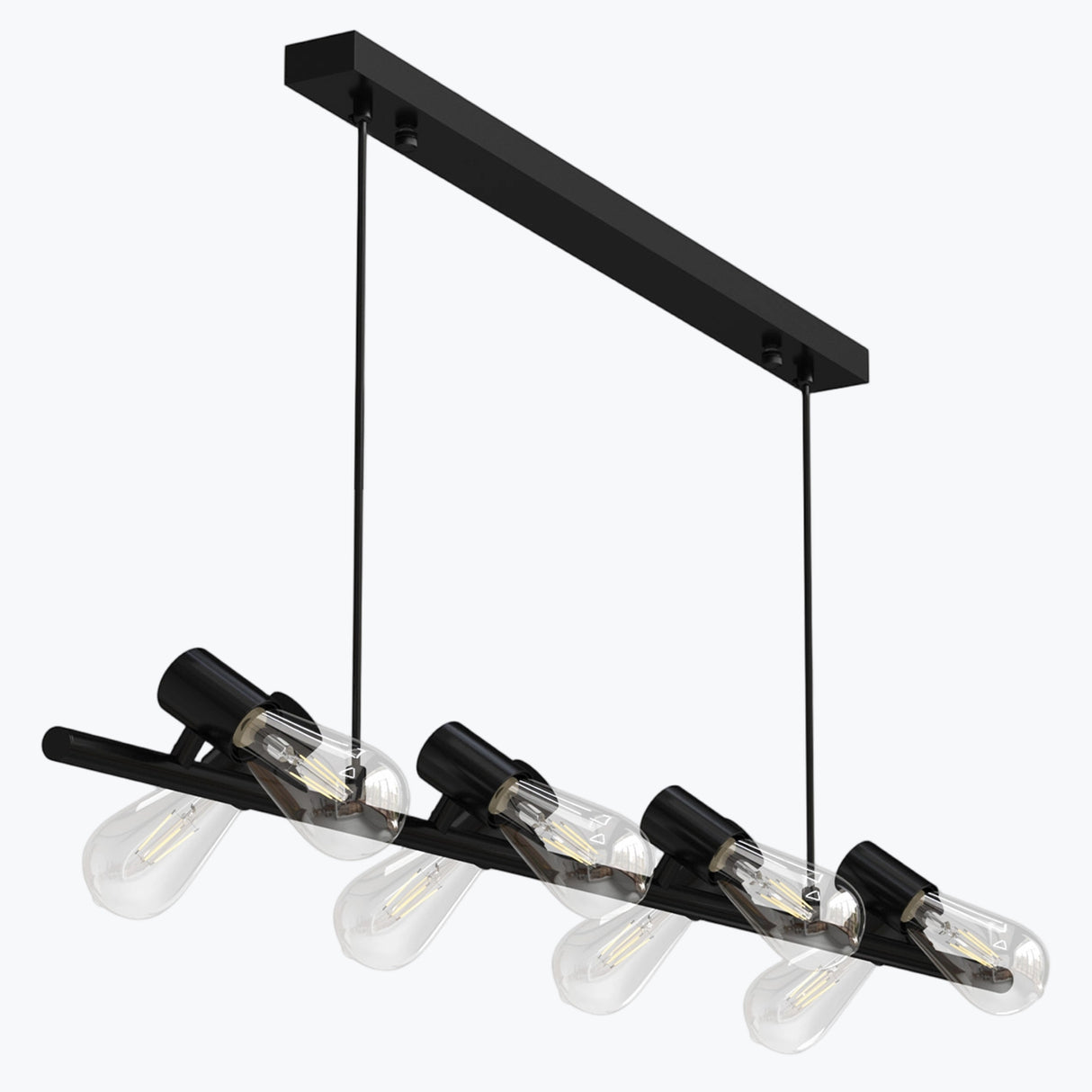 Glasvilla Design – Lámpara colgante LED negra 120 cm con 8 luces E27, cable ajustable (4000K)