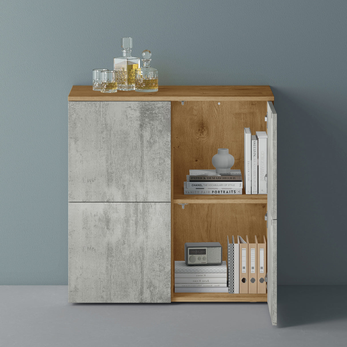 glasvilla Möbel Kommode Aufbewahrungsschrank mit 4 Türen Sideboard Schrank Mehrzweckschrank Schrank04