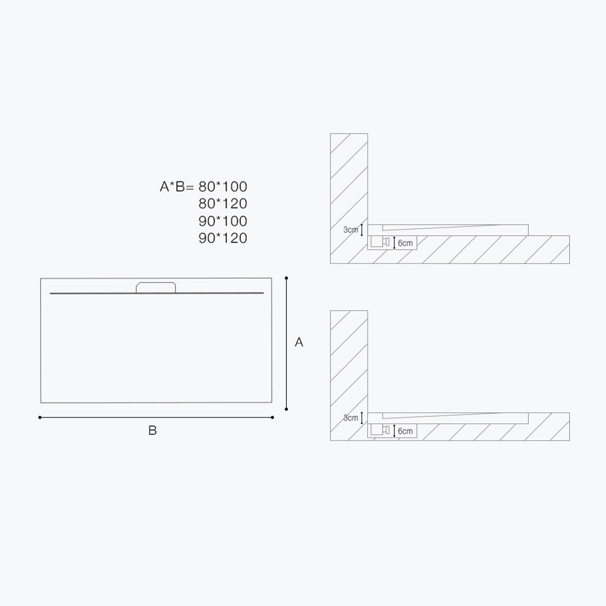 glasvilla Duschwanne Duschtasse für Duschkabine flach Rechteckig Beton-Grau aus hochwertigem Mineralguss Lyra