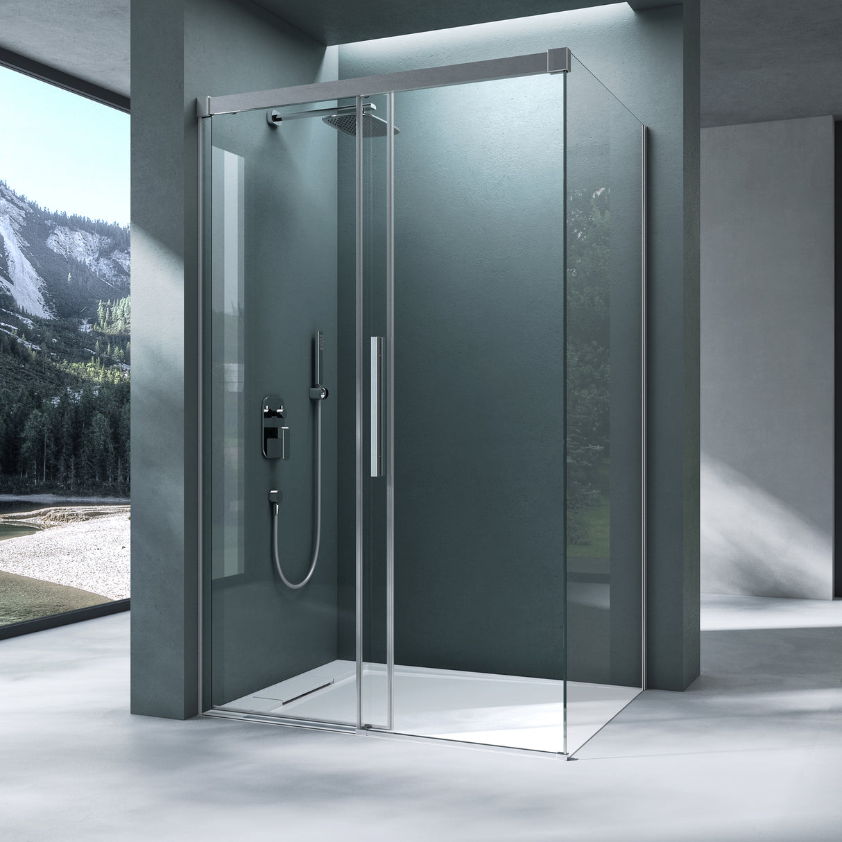 glasvilla Duschkabine Schiebetür 6mm ESG-Sicherheitsglas Duschabtrennung Seitenanstieg inkl. Soft-Close-Mechanismus Ravenna12K