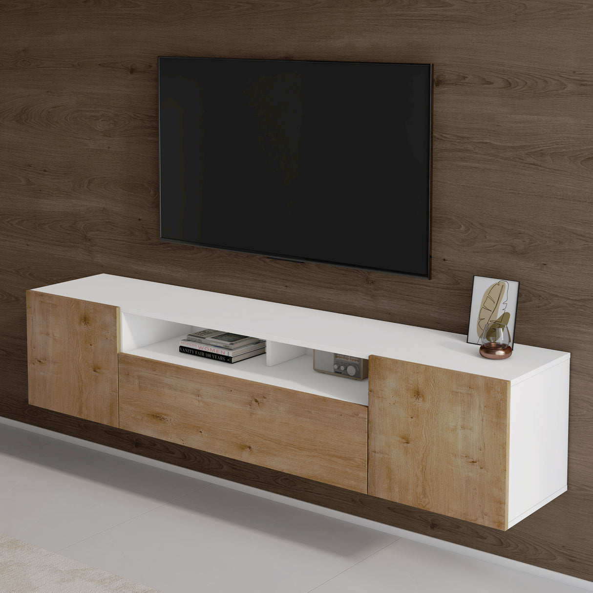 glasvilla TV Schrank Fernsehschrank 3 Türen mit Soft-Close Lowboard Hängeschrank Fernsehtisch für Wohnzimmer Fernsehschrank03