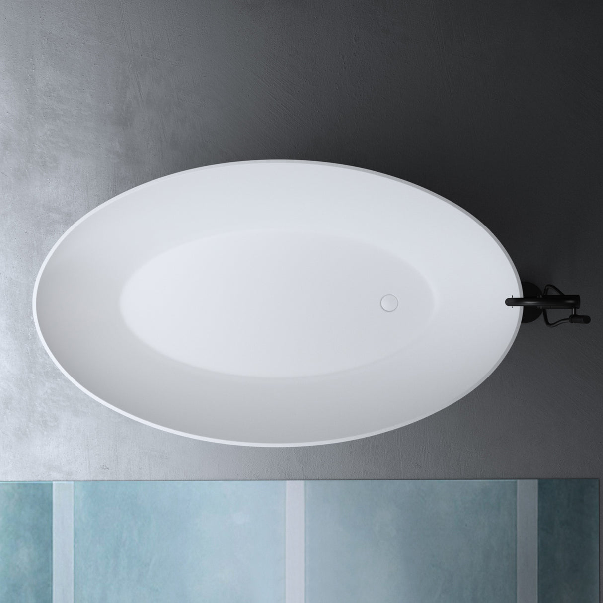 glasvilla Freistehende Badewanne Weiß matt Mineralguss Standbadewanne inkl. Nano-Versiegelung