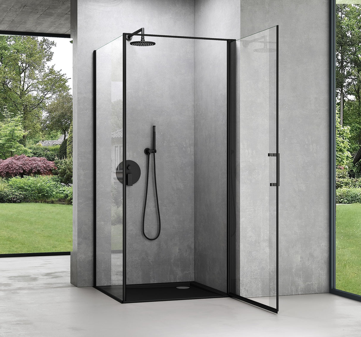 glasvilla Duschkabine Hebe-Senk-Mechanismus 8mm ESG-Sicherheitsglas Nano-Beschichtung Rav36-Plus schwarz