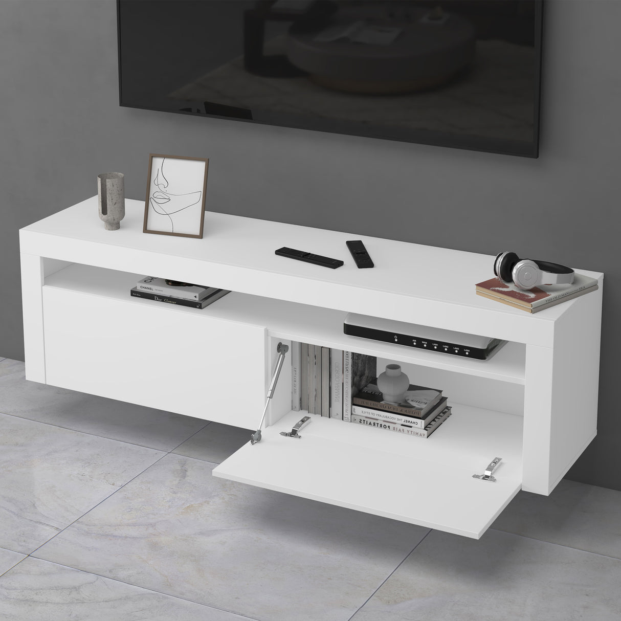 glasvilla Fernsehschrank TV Schrank Lowboard Hängeschrank 2 Türen mit Soft-Close Fernsehtisch für Wohnzimmer BTH: 160x40x46 cm Fernsehschrank01