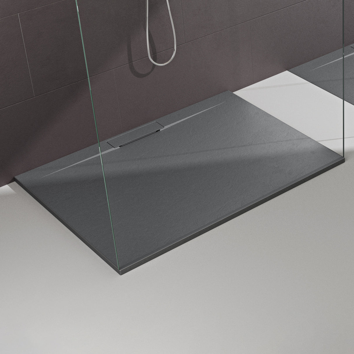 glasvilla Duschwanne Duschtasse für Duschkabine flach Rechteckig Beton-Grau aus hochwertigem Mineralguss Lyra