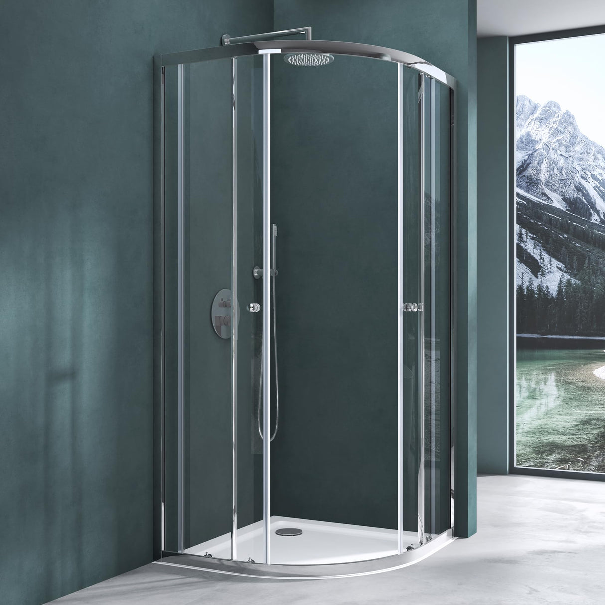 glasvilla Duschkabine viertelkreis Dusche Duschabtrennung mit 2 Schiebetüren ESG-Sicherheitsglas Nano-Beschichtung Ravenna32K