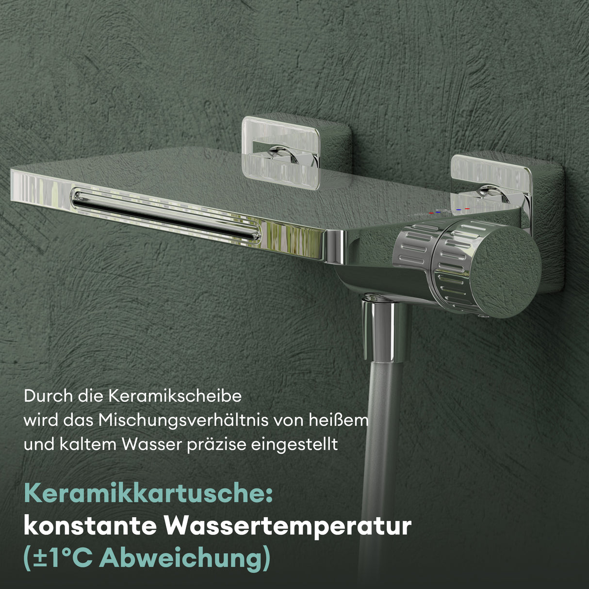 glasvilla Badewannenarmatur mit Handbrause Wasserfall Wannenarmatur Strahlarten Handbrause aus Messing inkl. Brausestange und Brauseschlauch