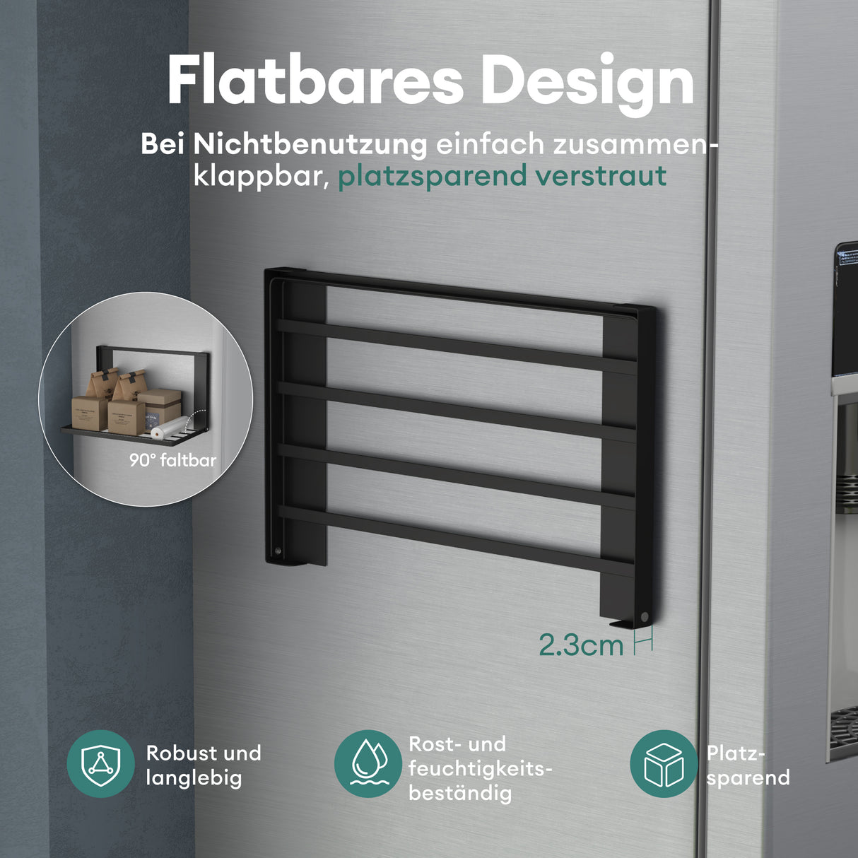 Porte-serviettes magnétique Glasvolla pour salle de bain, étagère pliable et murale sans perçage, 41 x 25 cm, multifonctionnel, pour réfrigérateur, salle de bain, cuisine - Folda-01