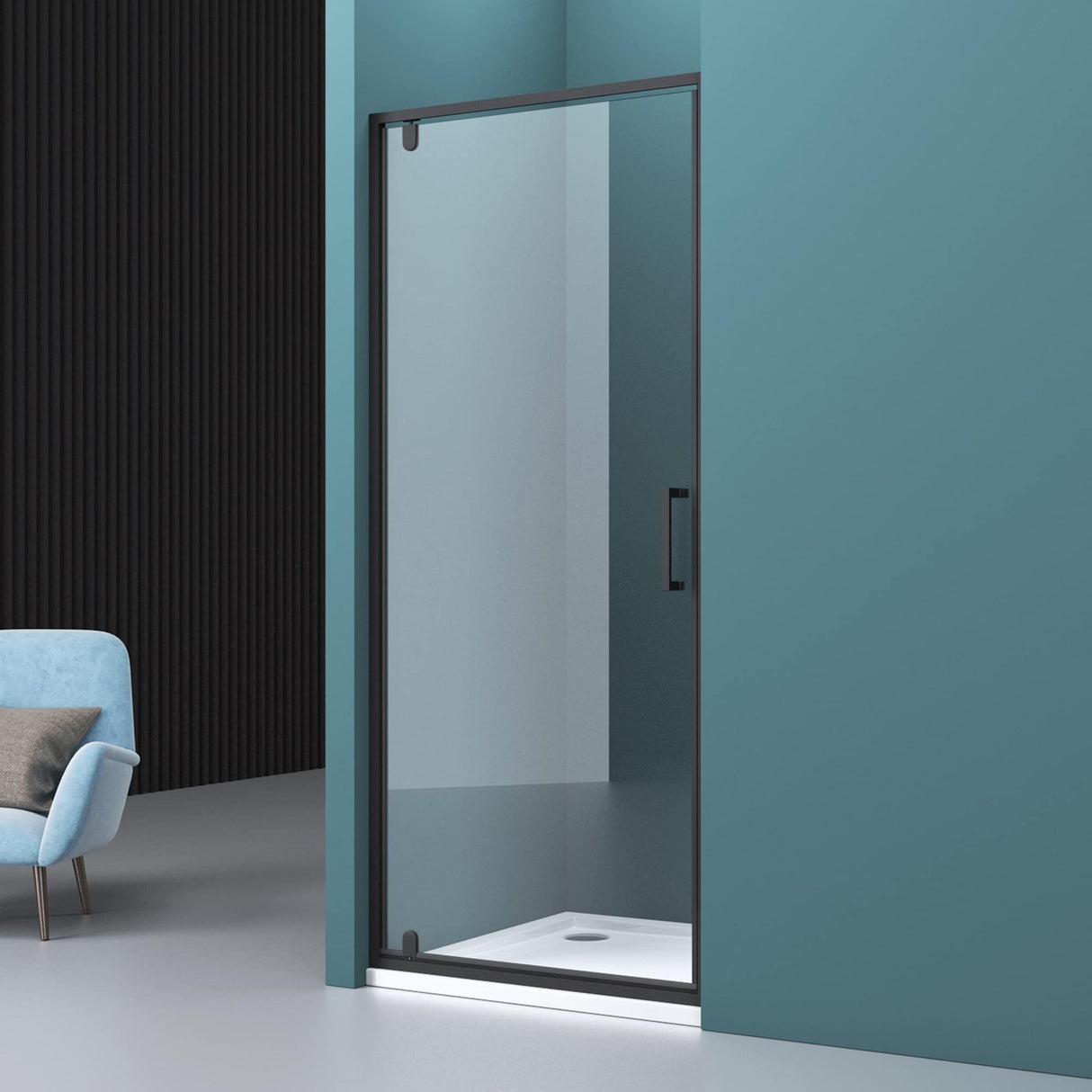 glasvilla Duschtür Nischentür dusche Duschabtrennung Duschkabine Nischendrehtür Duschwand 8mm Klarglas ESG-Sicherheitsglas mit Nanobeschichtung Teramo61K