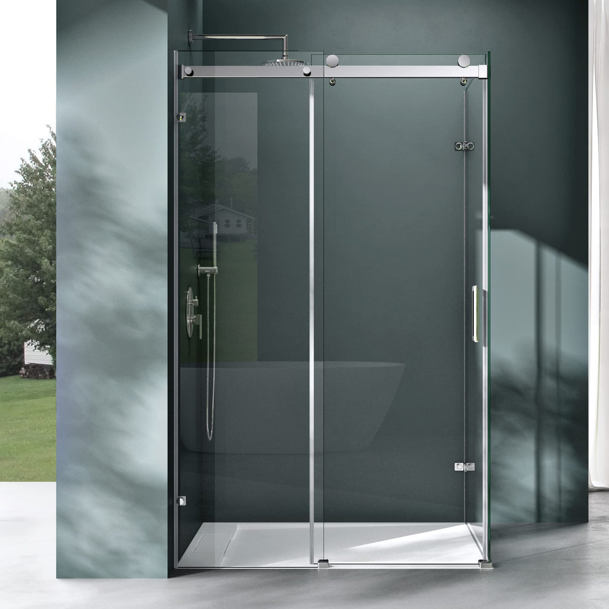 glasvilla Duschkabine Schiebetür Eckdusche 8mm ESG mit NANO-Beschichtung 4-Punkt Halterung Dusche Rav17-2K