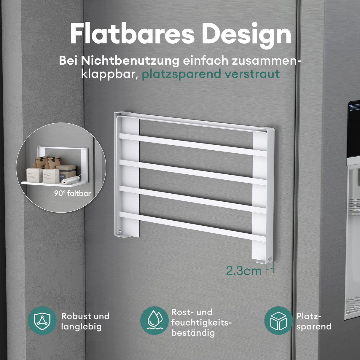 Porte-serviettes magnétique Glasvolla pour salle de bain, étagère pliable et murale sans perçage, 41 x 25 cm, multifonctionnel, pour réfrigérateur, salle de bain, cuisine - Folda-01