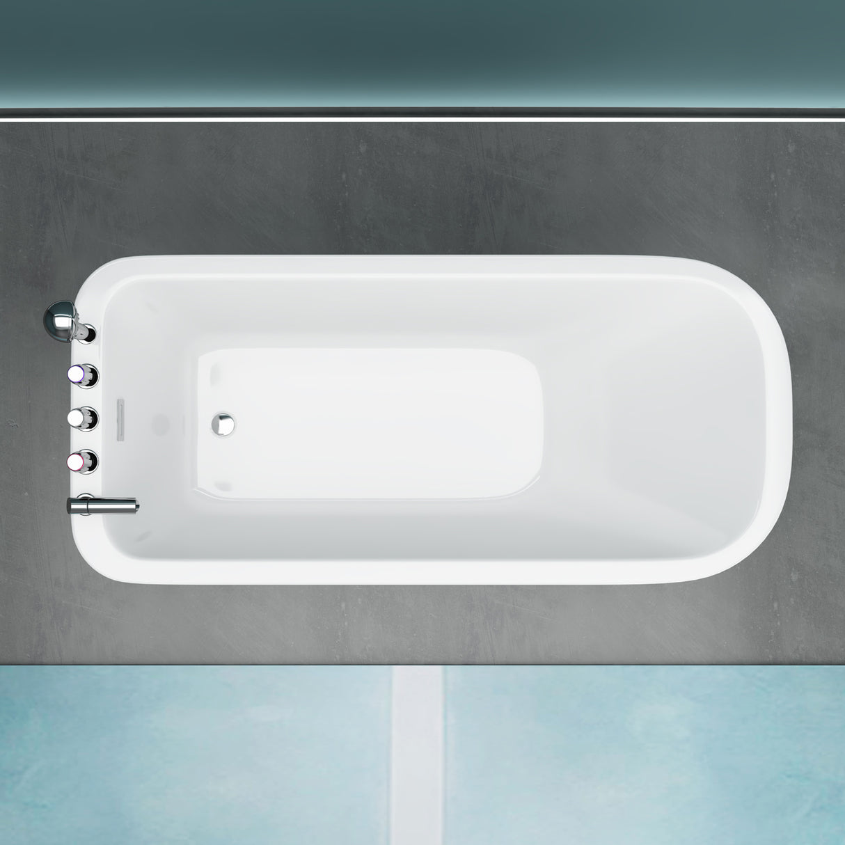 glasvilla Freistehende Badewanne Rechteck Sanitäracryl mit Armatur Standbadewanne