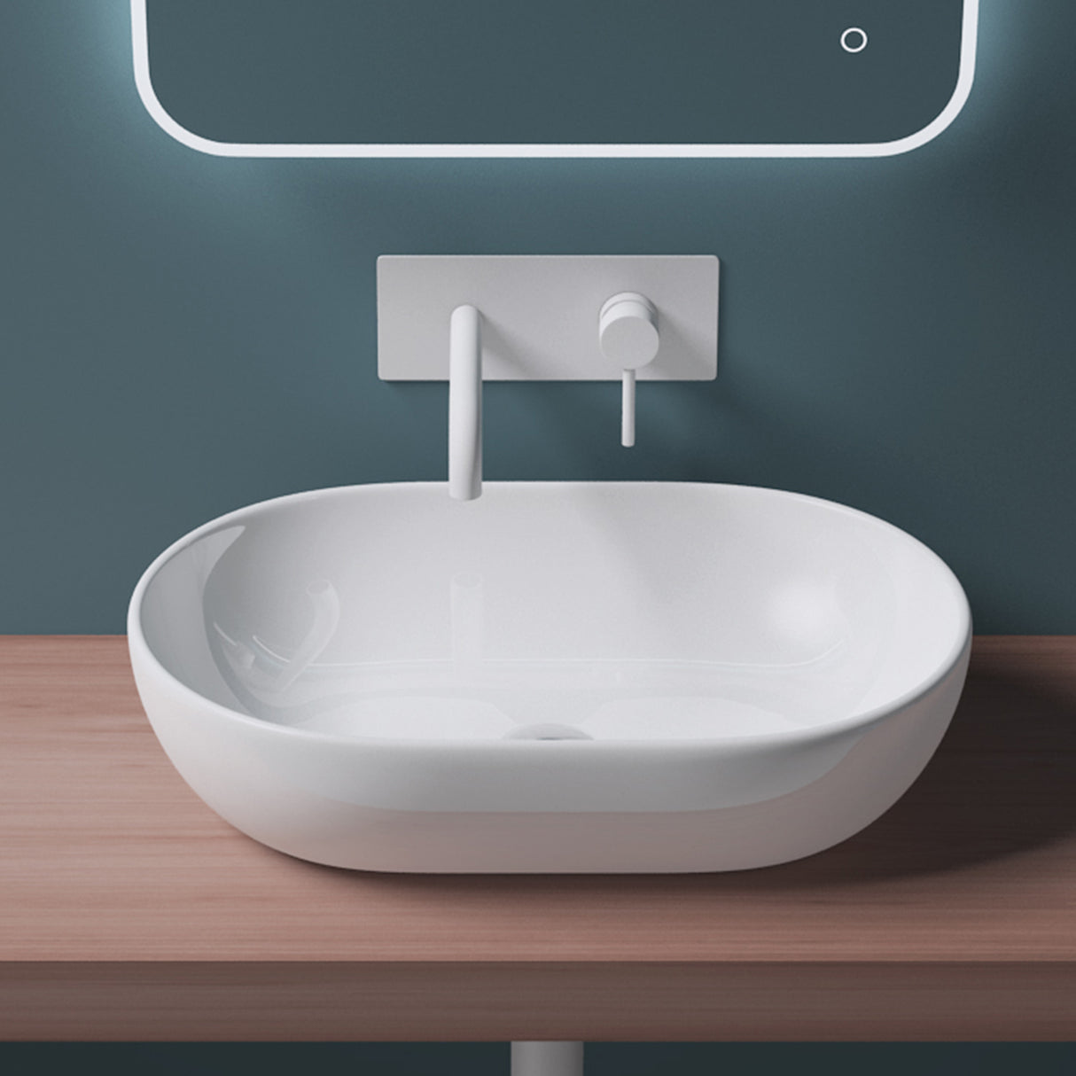 glasvilla Waschbecken Aufsatzwaschbecken Keramik in weiß mit Nano-Beschichtung Brüssel322