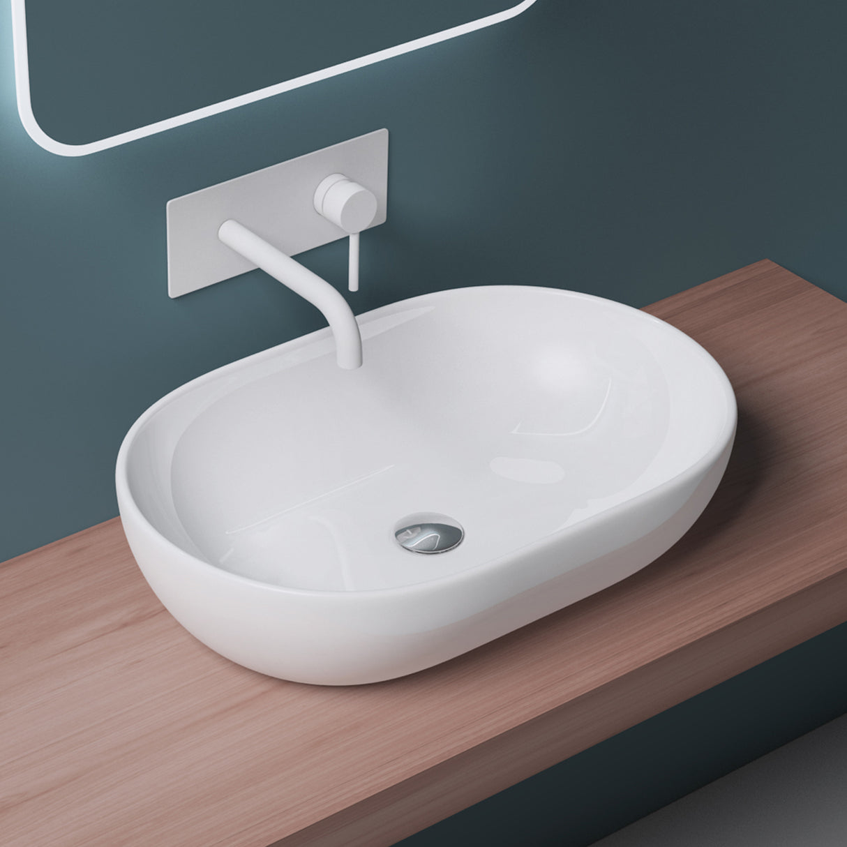 glasvilla Waschbecken Aufsatzwaschbecken Keramik in weiß mit Nano-Beschichtung Brüssel322