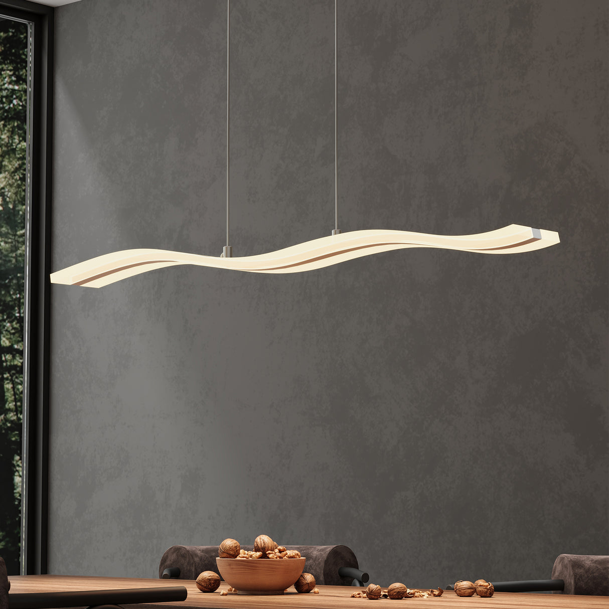 glasvilla Lampadario a Sospensione 36W, 97CM, Lampada da Soffitto a Sospensione Dimmerabile con Telecomando 3000K/4000K/6000K e Cavo Regolabile per Camera da Letto e Soggiorno