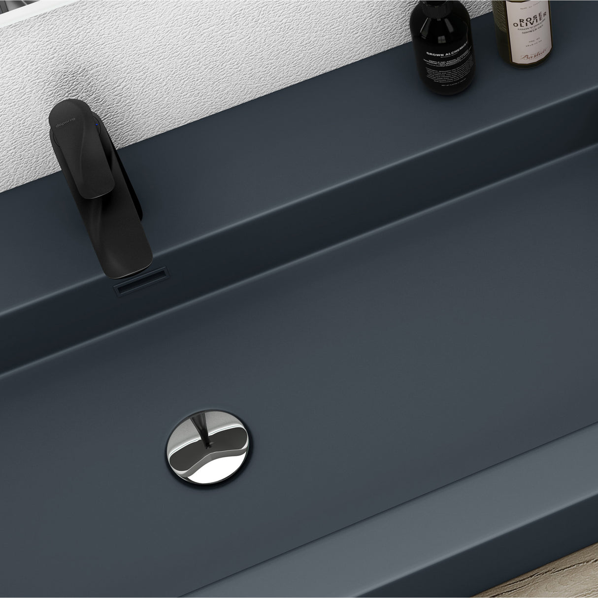 glasvilla Waschbecken Col18 Hängewaschtisch Aufsatzwaschbecken Mineralguss 1 Armaturenloch rechteckig