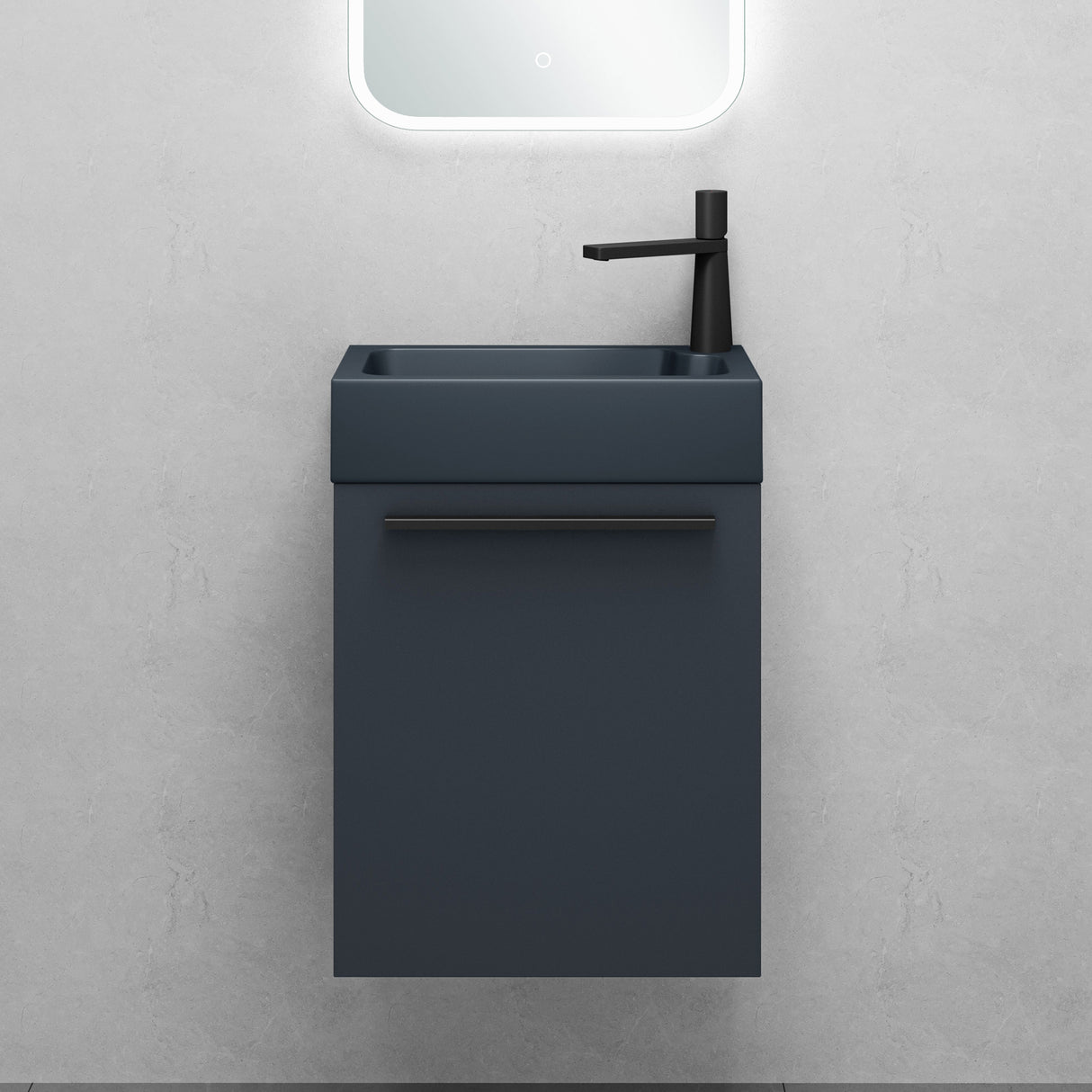 glasvilla Badmöbelset Badezimmermöbel Waschbeckenunterschrank inkl. Waschbecken Anthrazit matt und LED-Badspiegel BxTxH 46x26x63 cm Pisa