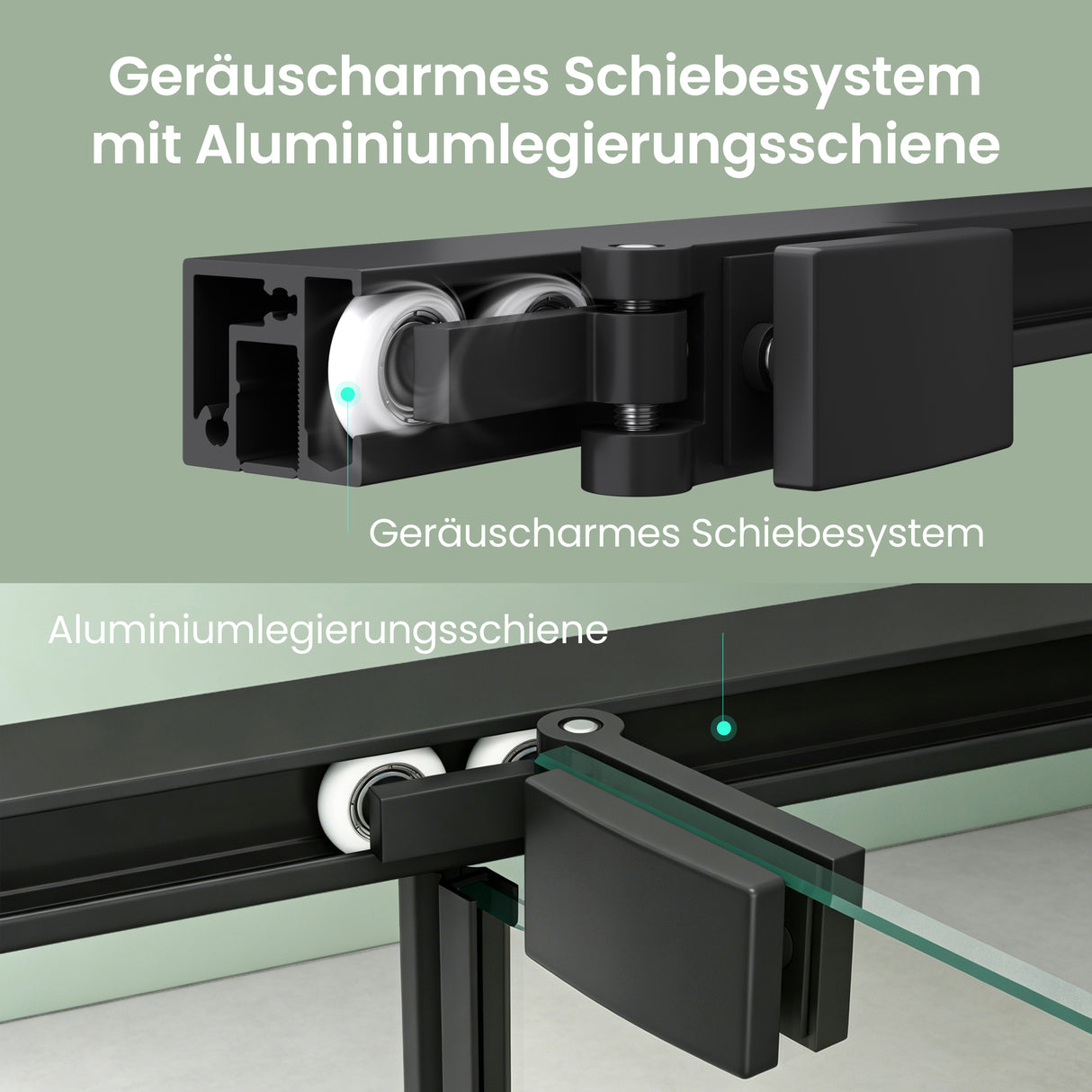 glasvilla Duschkabine Eckeinstieg mit Schiebetür nach innen, Eckdusche Duschabtrennung 195cm Höhe, 6mm ESG-Sicherheitsglas Nano-Beschichtung Ravenna69K