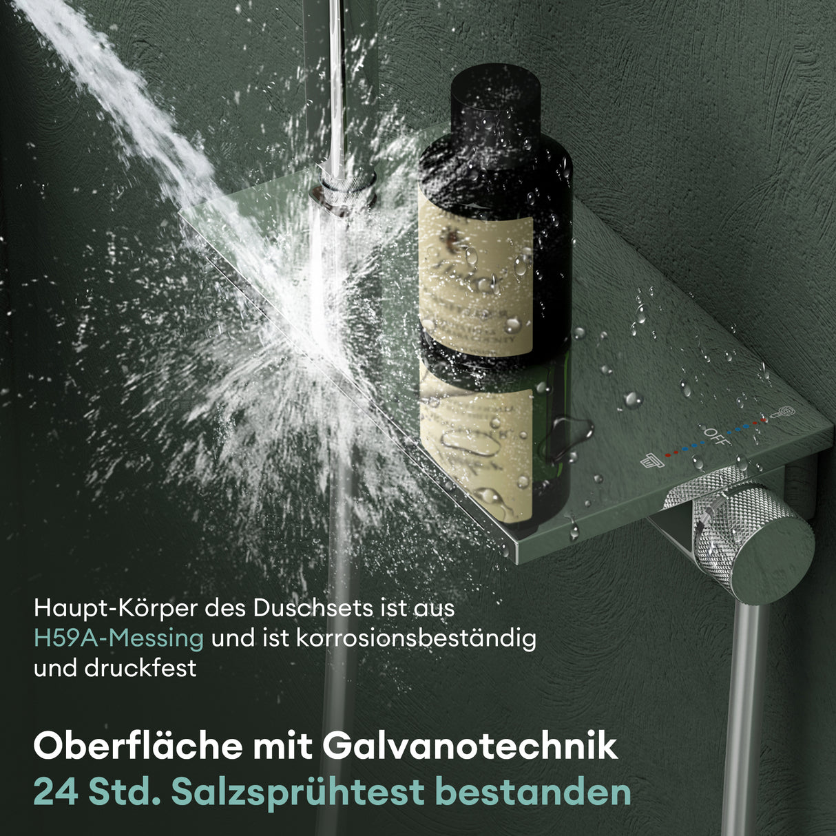 glasvilla Badewannenarmatur mit Handbrause Wasserfall Wannenarmatur Strahlarten Handbrause aus Messing inkl. Brausestange und Brauseschlauch