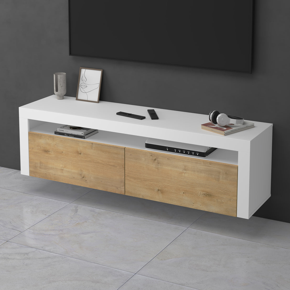 glasvilla Fernsehschrank TV Schrank Lowboard Hängeschrank 2 Türen mit Soft-Close Fernsehtisch für Wohnzimmer BTH: 160x40x46 cm Fernsehschrank01