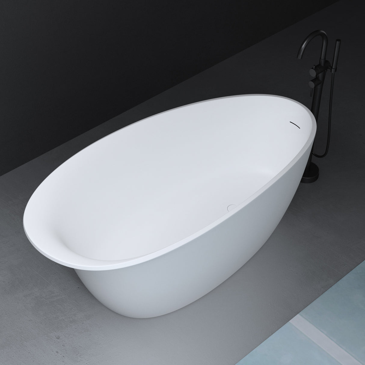 glasvilla Freistehende Badewanne Weiß matt Mineralguss Standbadewanne inkl. Nano-Versiegelung