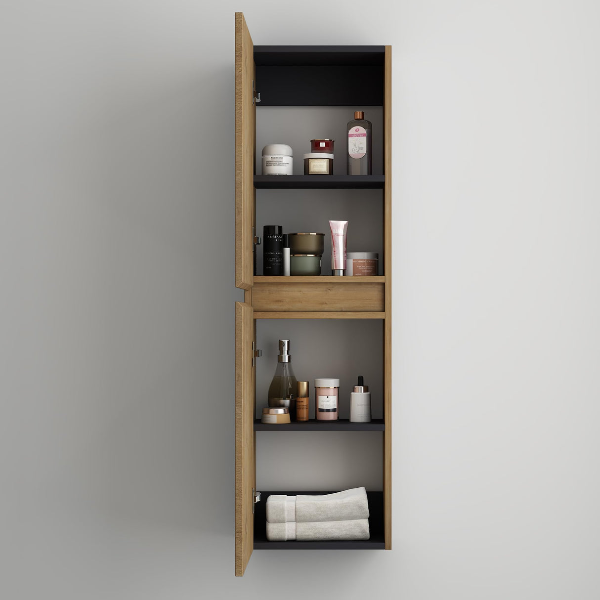 glasvilla Seitenschrank Badezimmerschrank mit 2 Türen und 4 Fächern Badregal Allzweckschrank Badschrank BTH: 35x20x120 cm Verona