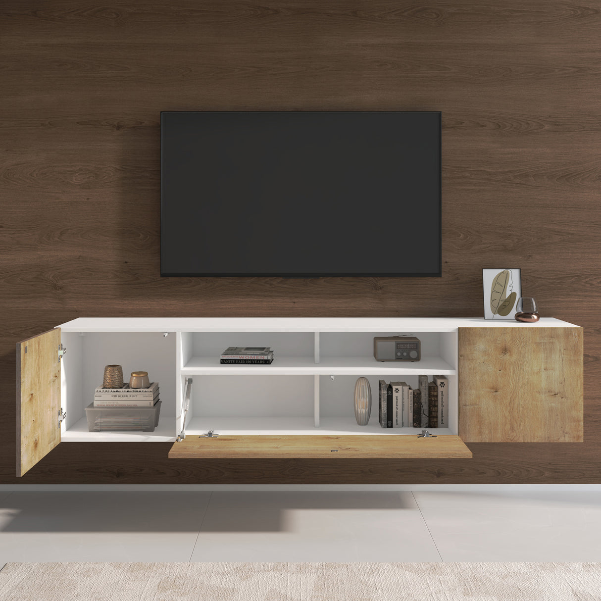 glasvilla TV Schrank Fernsehschrank 3 Türen mit Soft-Close Lowboard Hängeschrank Fernsehtisch für Wohnzimmer Fernsehschrank03