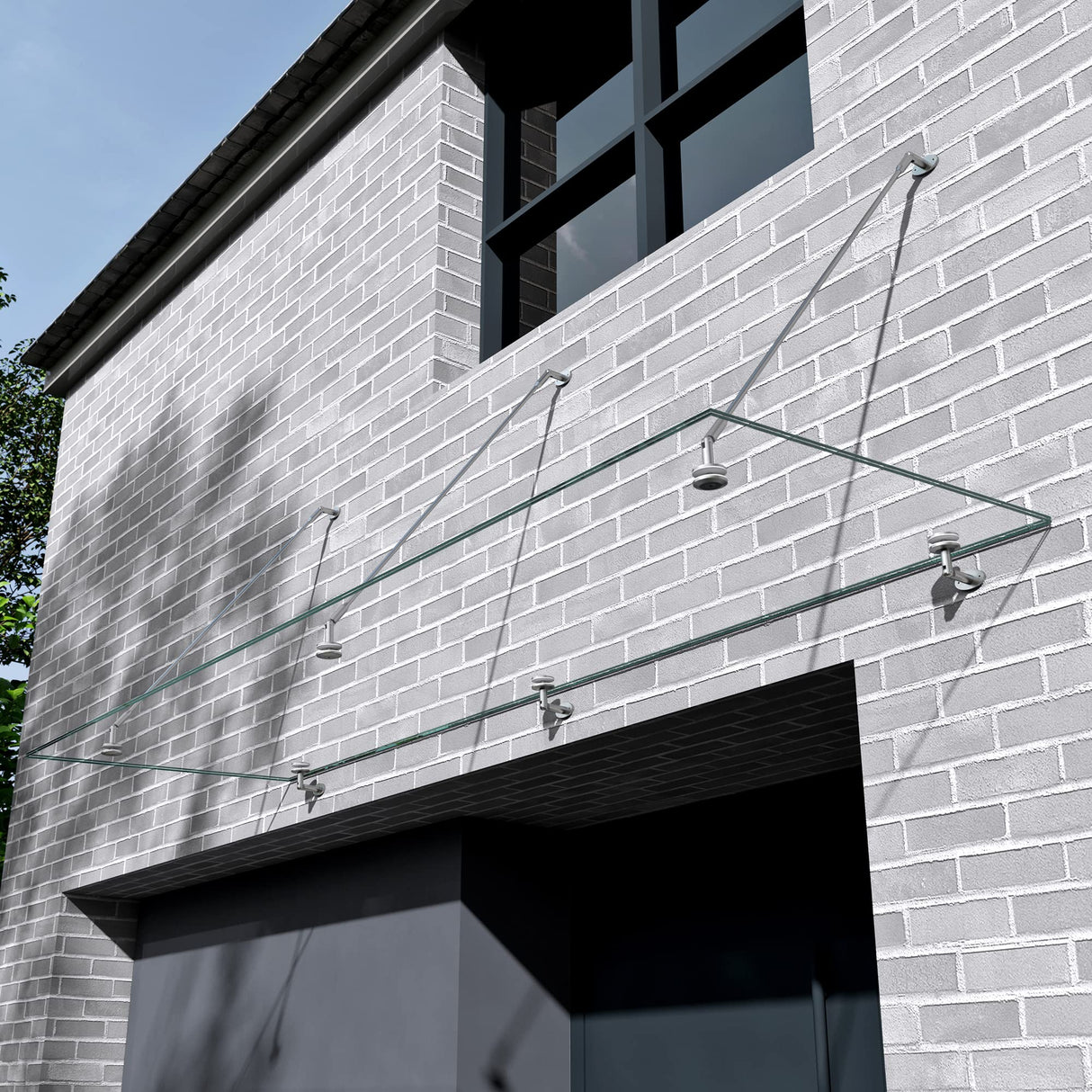 glasvilla Glasvordach Überdachung Transparenter VSG mit SGP Folie Vordach Edelstahl Wandhalterung Regenschutz Eingangsbereich VDG02K