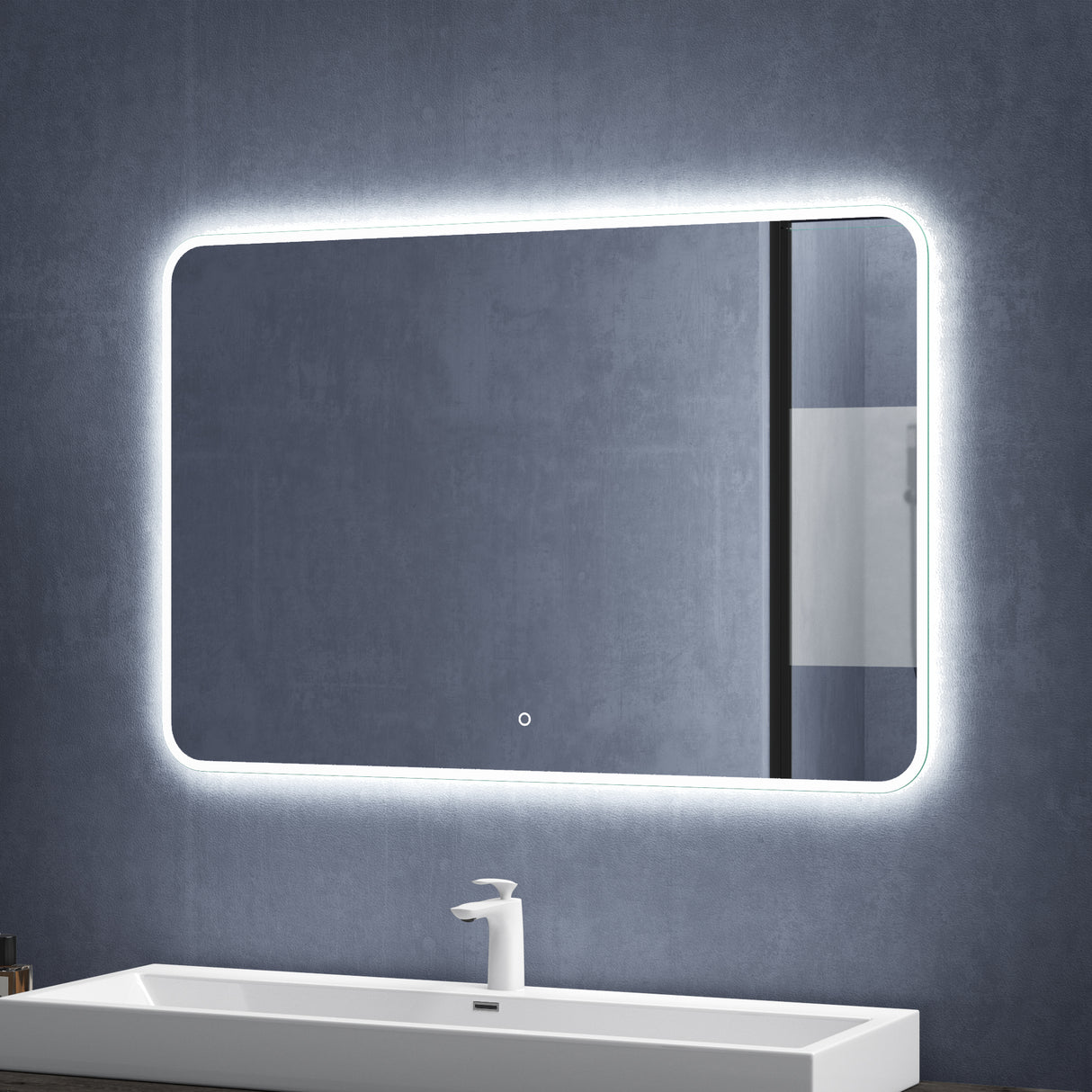 glasvilla Wandspiegel Badezimmer Spiegel LED Bad-Spiegel mit Touchschalter, Beschlagfrei durch Antifog-Schicht Nova-02
