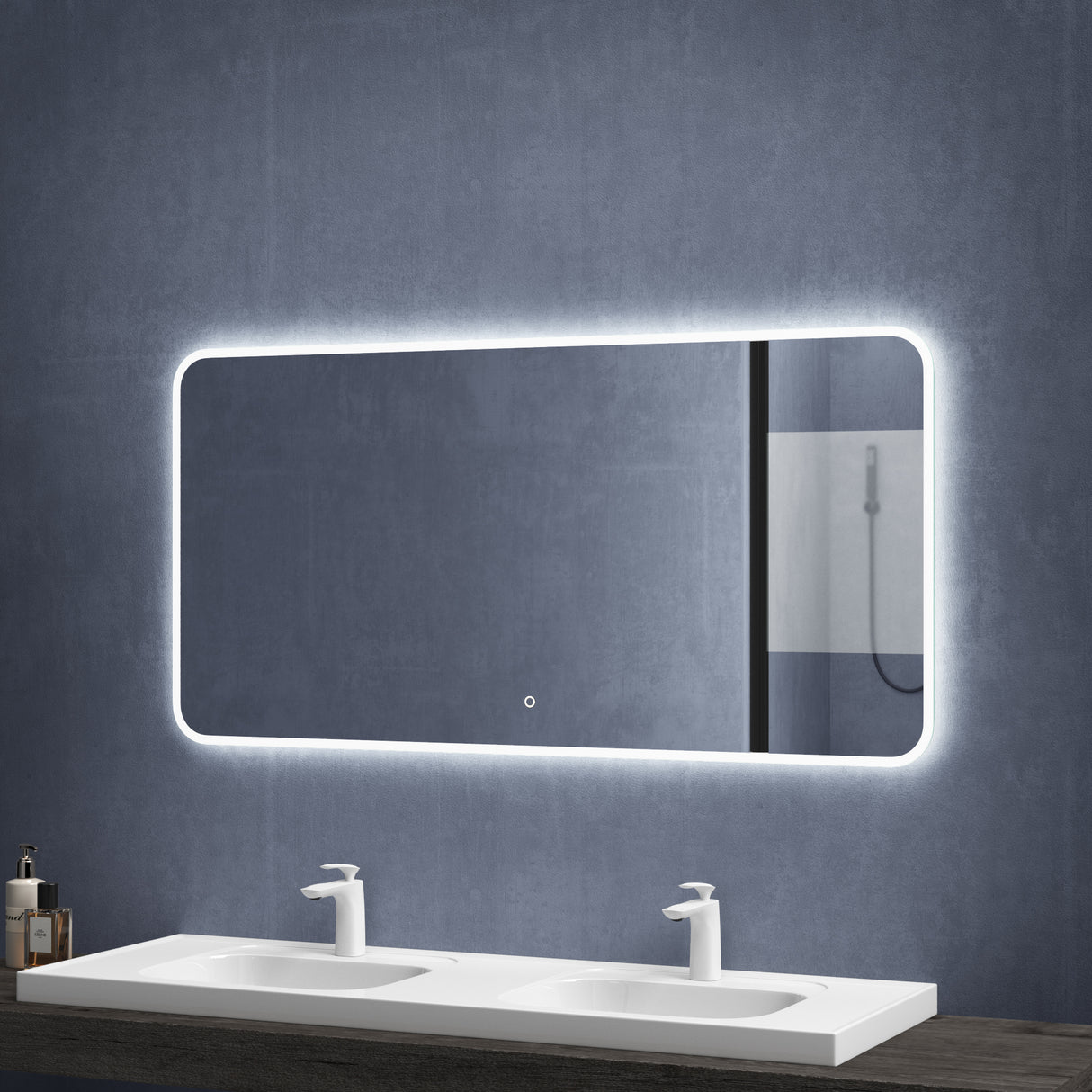 glasvilla Wandspiegel Badezimmer Spiegel LED Bad-Spiegel mit Touchschalter, Beschlagfrei durch Antifog-Schicht Nova-02