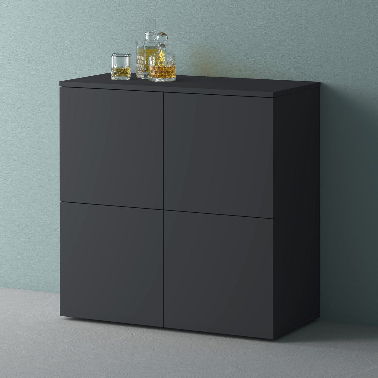 glasvilla Möbel Kommode Aufbewahrungsschrank mit 4 Türen Sideboard Schrank Mehrzweckschrank Schrank04