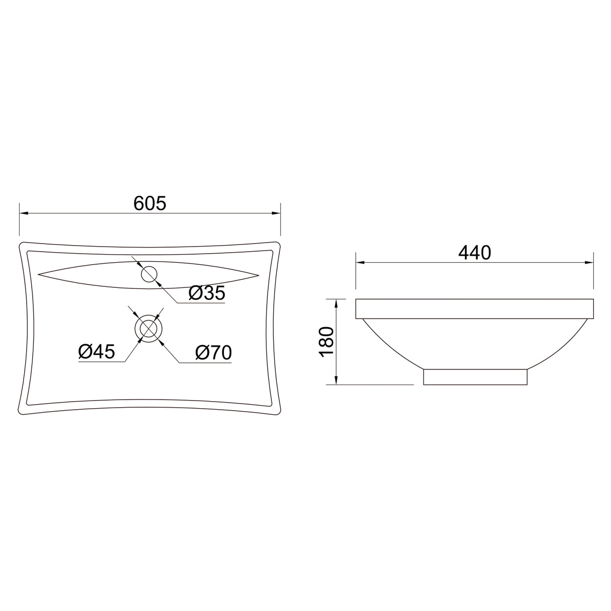 glasvilla Waschbecken Aufsatzwaschbecken Hängewaschbecken BTH: 60x44x18cm Weiß aus Keramik inkl. Nano-Beschichtung Brüssel709