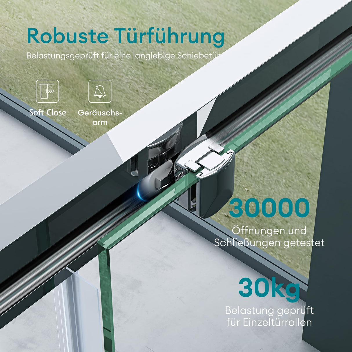 glasvilla Duschtür Nischentür dusche Duschabtrennung Chrom und Schwarz Duschkabine Nischenschiebetür 6mm ESG-Sicherheitsglas inkl. Soft-Close Teramo12K