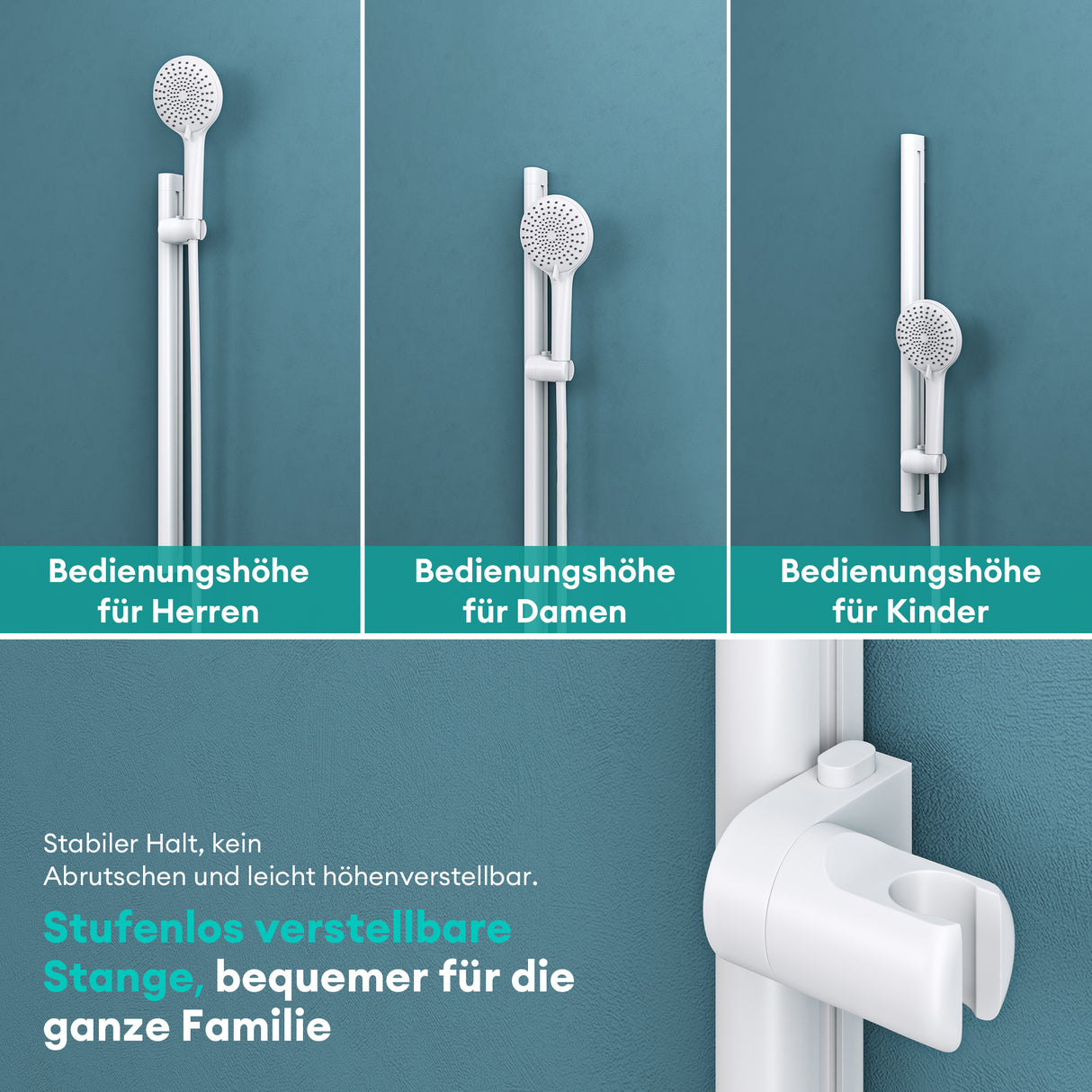 glasvilla Duschsystem mit Thermostat, Duscharmatur Komplettset mit Sicherheitsverriegelung, 3 Strahlarten höhenverstellbar Duschbrause mit Unterauslauf aus Messing Duschsystem9