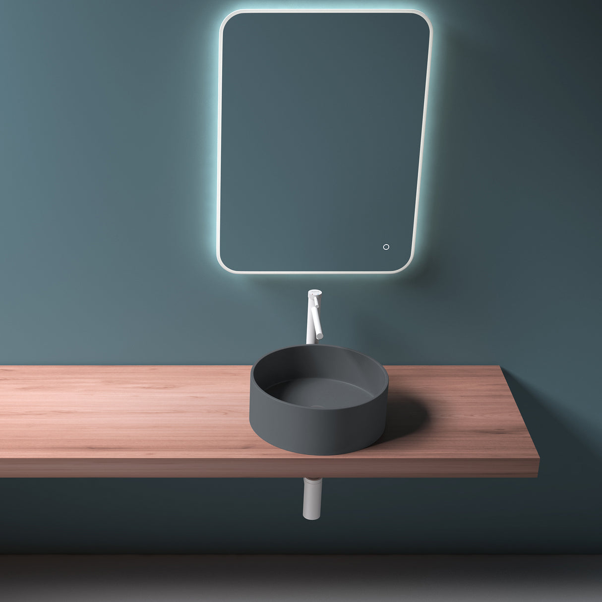 glasvilla 40x40x15cm Waschbecken rund Col804 Aufsatzwaschbecken ohne Hahnloch und Überlauf.. Col804 Moderne Optik- höchste Funktionalität