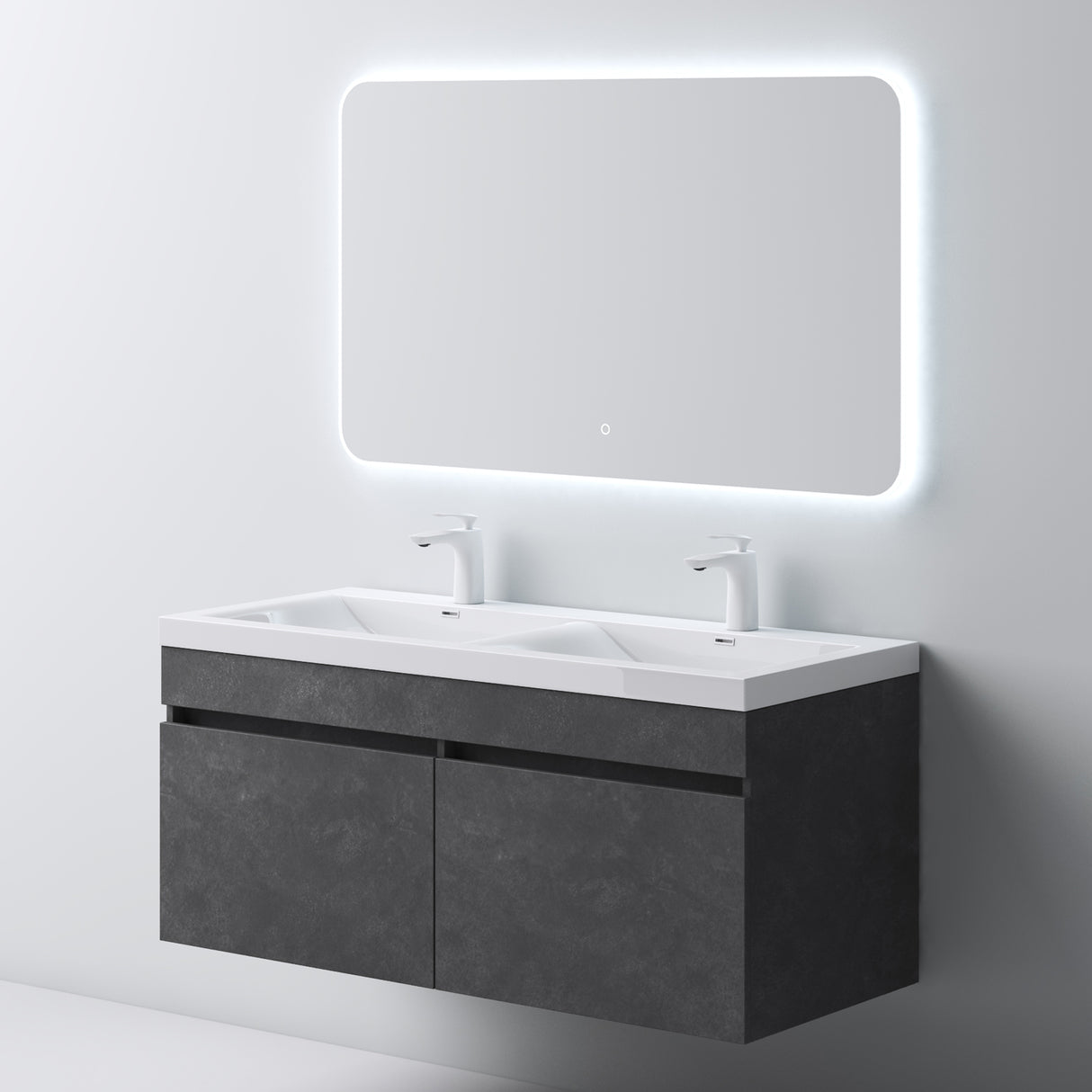 glasvilla Badmöbel Set Badezimmermöbel mit Mineralguss Waschbecken Waschtisch Botanica