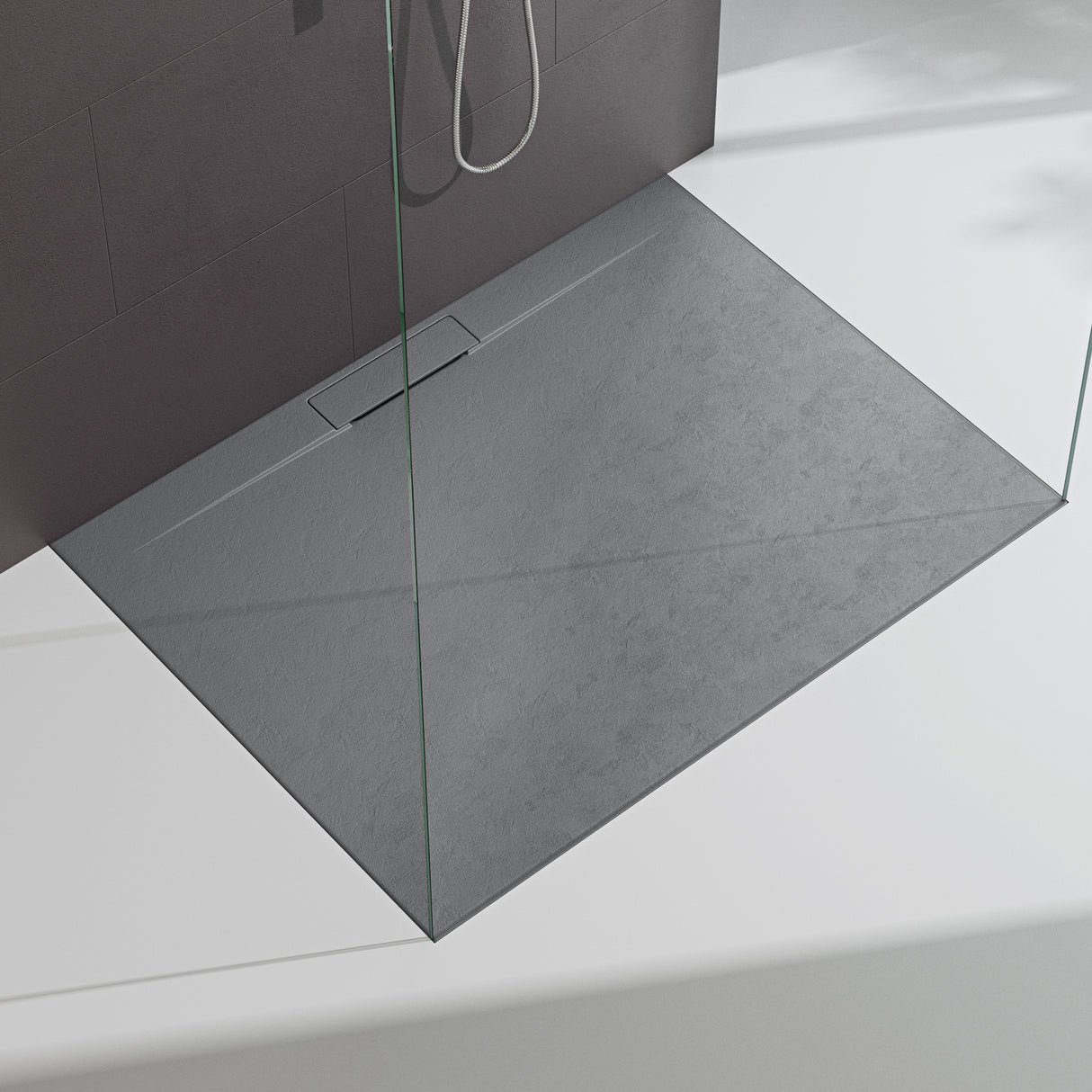 glasvilla Duschwanne Duschtasse für Duschkabine flach Rechteckig Beton-Grau aus hochwertigem Mineralguss Lyra