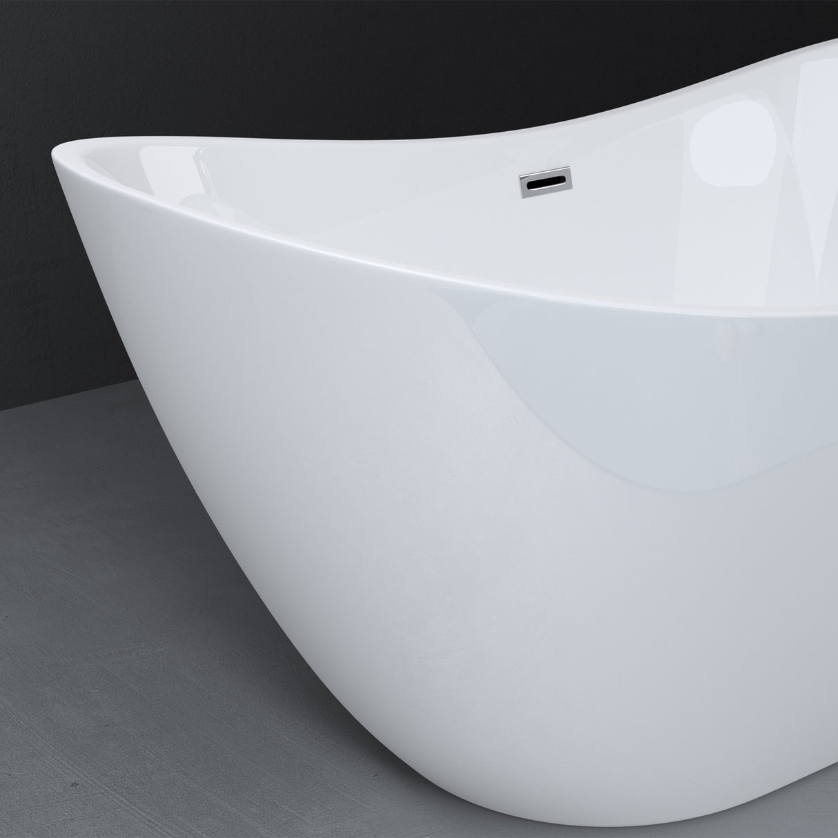 glasvilla freistehende Acryl-Badewanne Oval Standbadewanne Weiß inkl. Push-Open Ablaufgarnitur