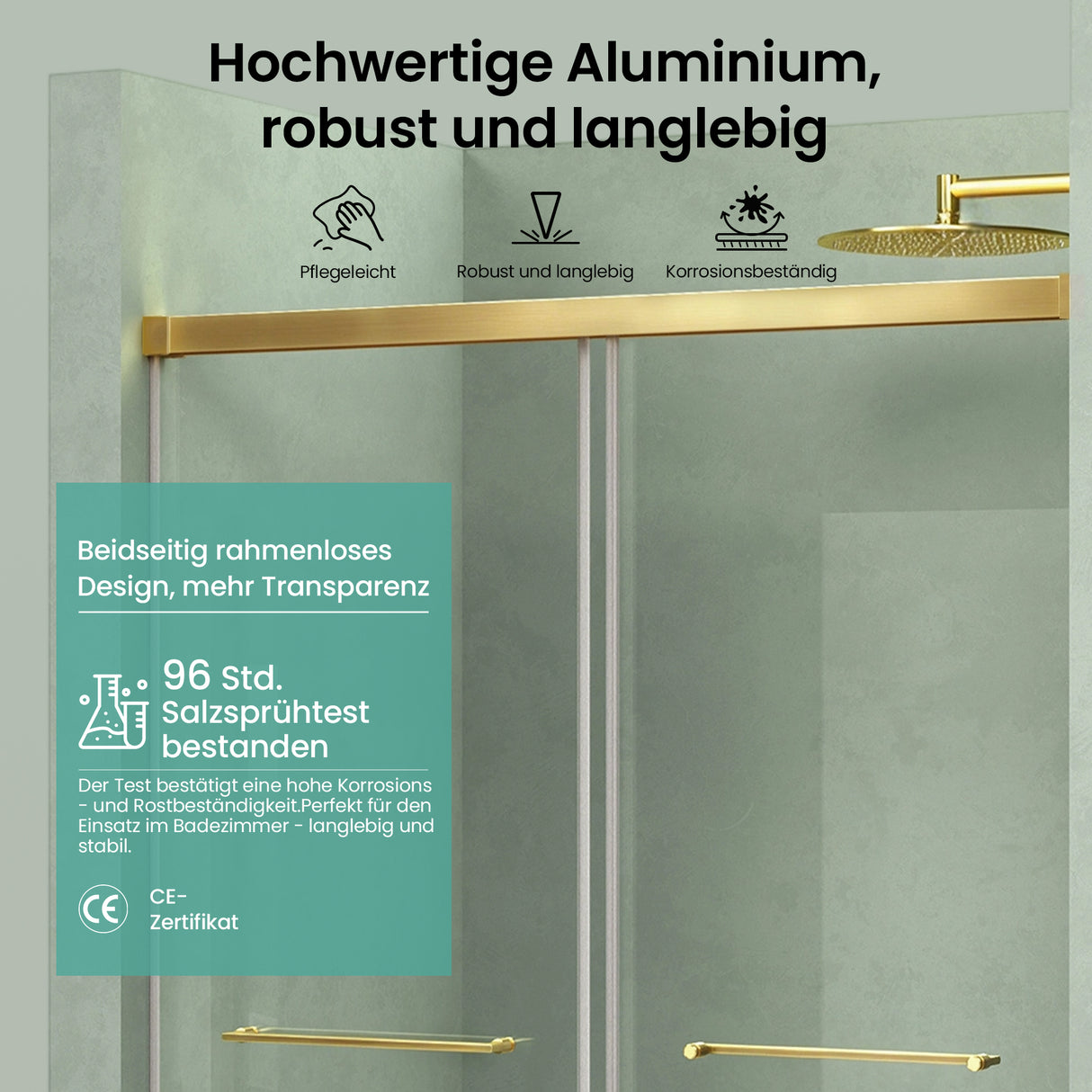 glasvilla Duschtür Nischentür dusche mit Doppelschiebetür Duschakbine Duschabtrennung, 8mm Sicherheitsglas mit Nanobeschichtung, Soft-Close-System Teramo67K