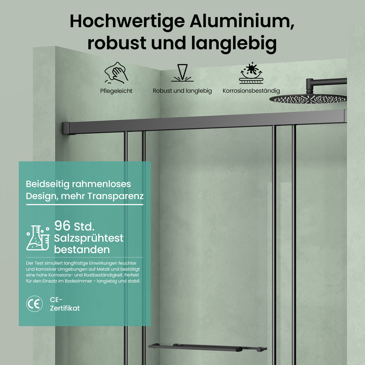 glasvilla Duschtür Nischentür dusche mit Doppelschiebetür Duschakbine Duschabtrennung, 8mm Sicherheitsglas mit Nanobeschichtung, Soft-Close-System Teramo67K