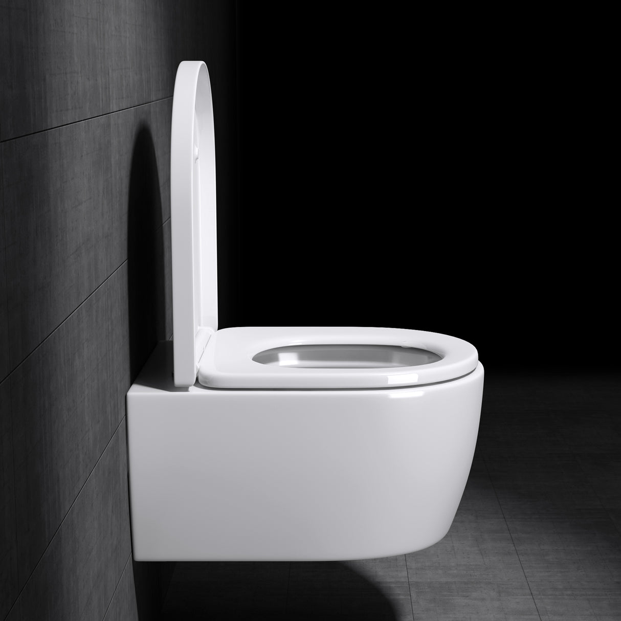 glasvilla Hänge WC Toilette Wand-WC Spülrandlos Weiß aus Keramik Wandmontage mit Absenkautomatik